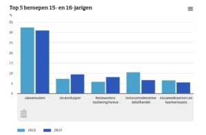 Vakkenvullen meest populair onder 15- en 16-jarigen